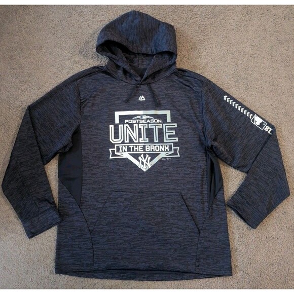2018 Majestic New York Yankees Postseason Pullover Hoodie Sweatshirt Men's Large - Picture 1 of 7
